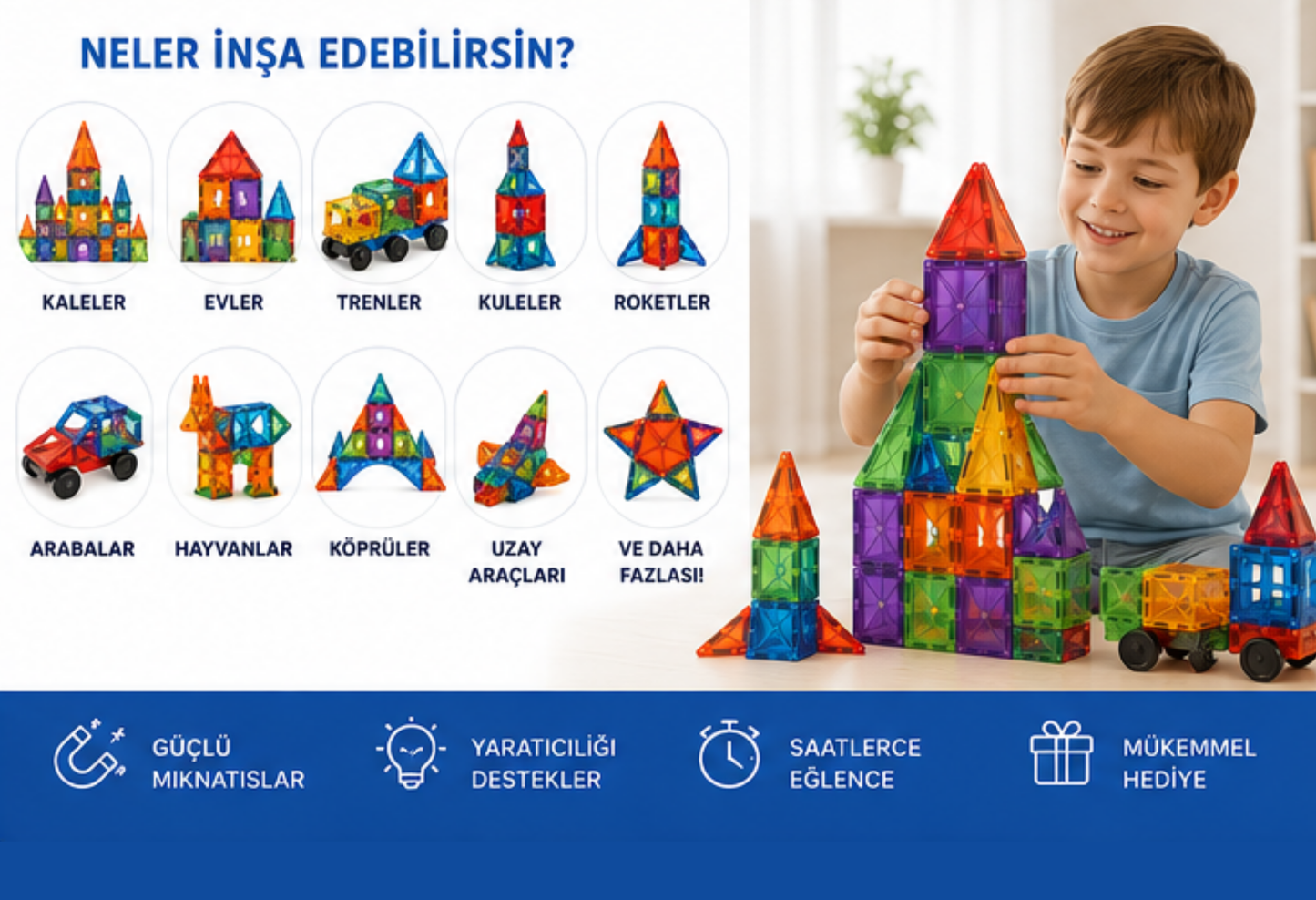 MagnaBuild™ 101 Adet Magnetik Yapı Blokları